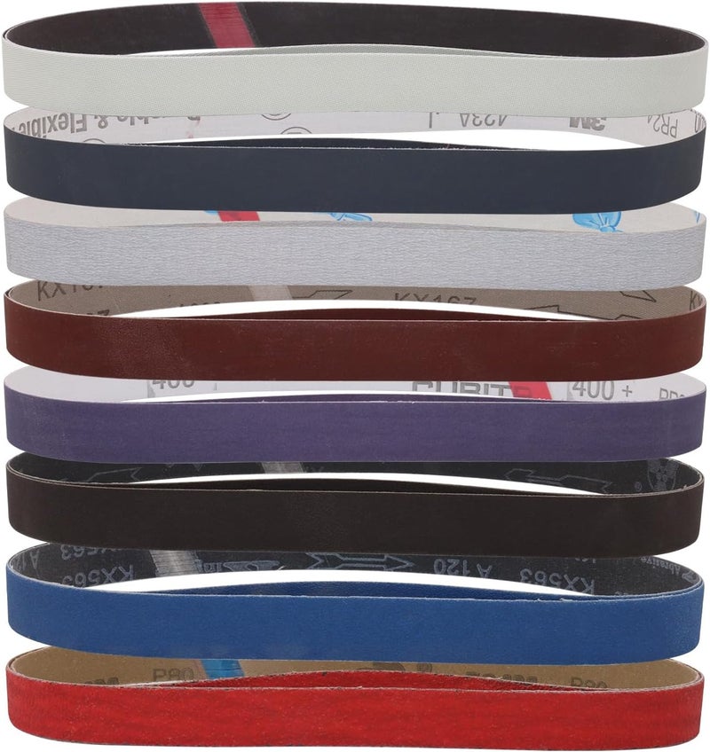 SHUTTLE GENIUS 16 Pack 1 x 30 Inch Sanding Belts, 1x30 Knife Sharpening Sanding Belts, 80/120/240/400/600/800/1000/5000 Grit Sander Belt for Knife Polishing Metalworking - Image 1